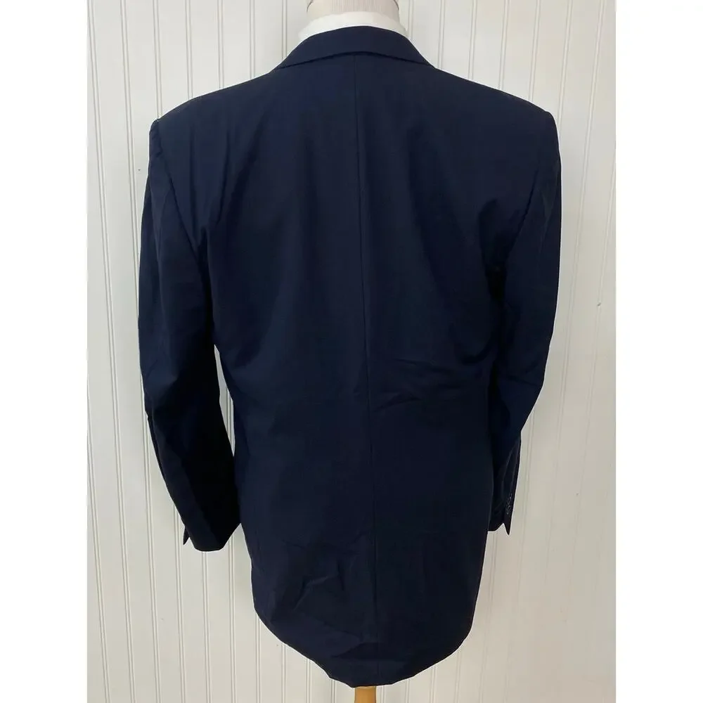 Canali Proposta Italy 2-button 2-piece navy wool pleated pants jacket suit, 40L